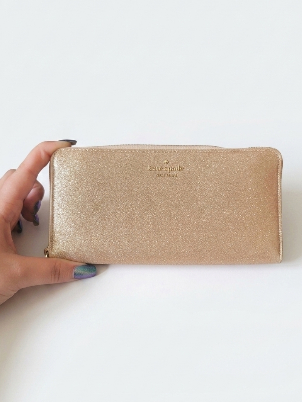 Kate Spade Gold Glitter Continental Wallet